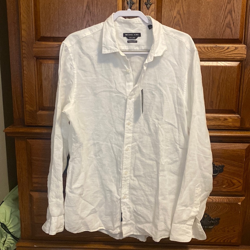 Michael Kors - white linen long sleeved shirt